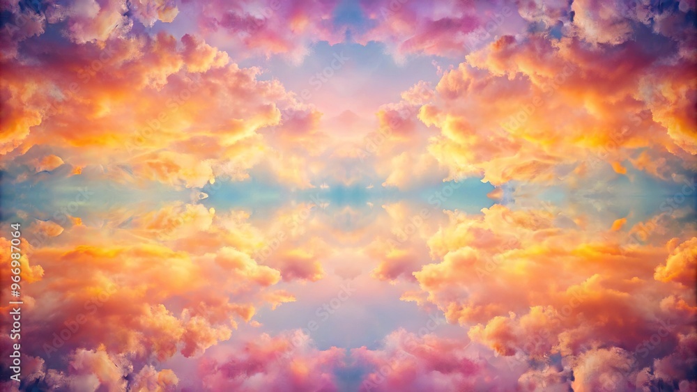Symmetrical summer background sky cloudy with muted colors pink and orange Symmetrical summer background sky cloudy with muted colors pink and orange