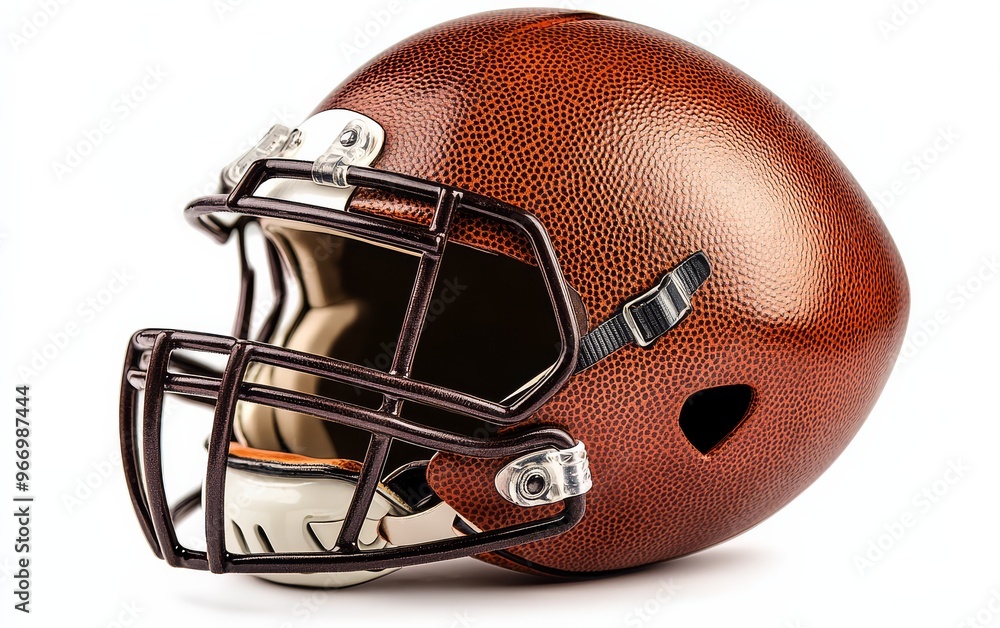Naklejka premium Brown American football graphic isolated on a clean white backdrop.