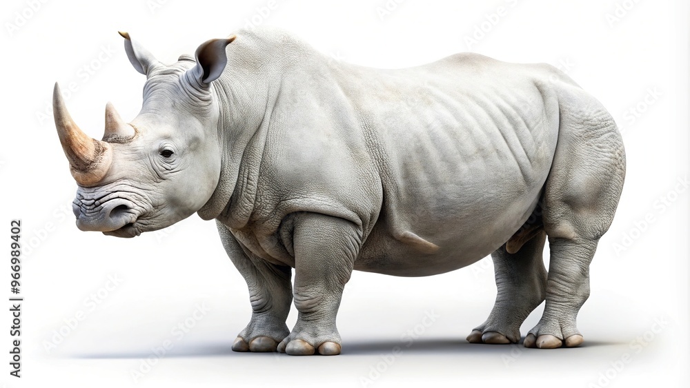 Symmetrical white rhino isolated on white background Symmetrical white rhino isolated on white background