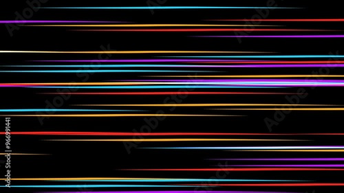 Vibrant Anime Horizontal Speed Lines in Black Background, Loop