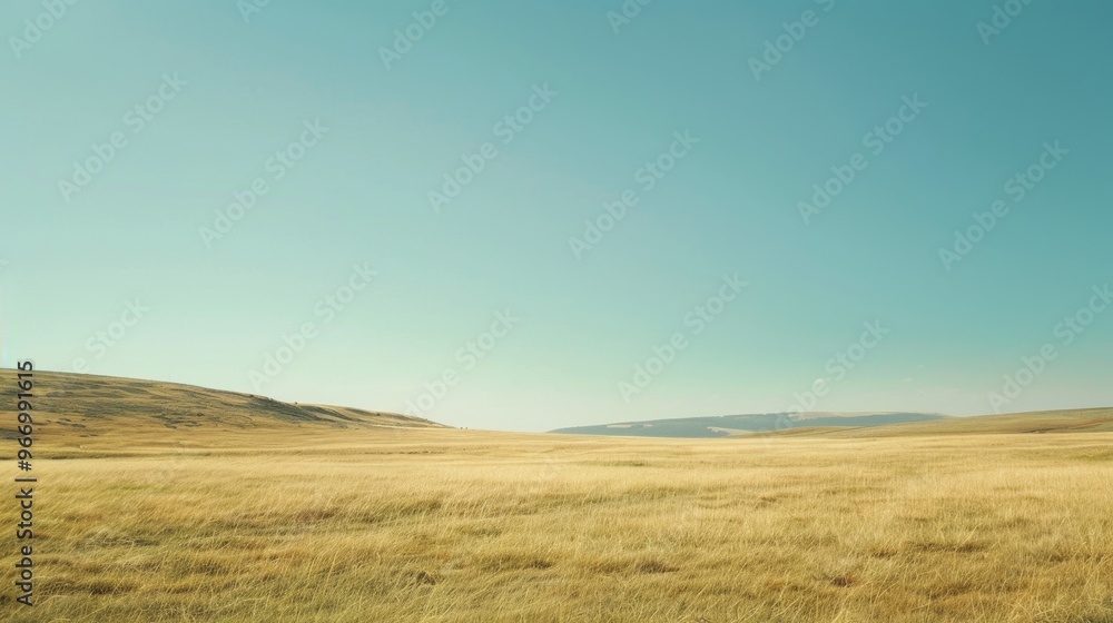 A serene landscape with a vast, clear sky stretches out