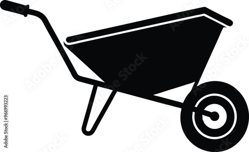 wheelbarrow Silhouette Vector illustration on white background.