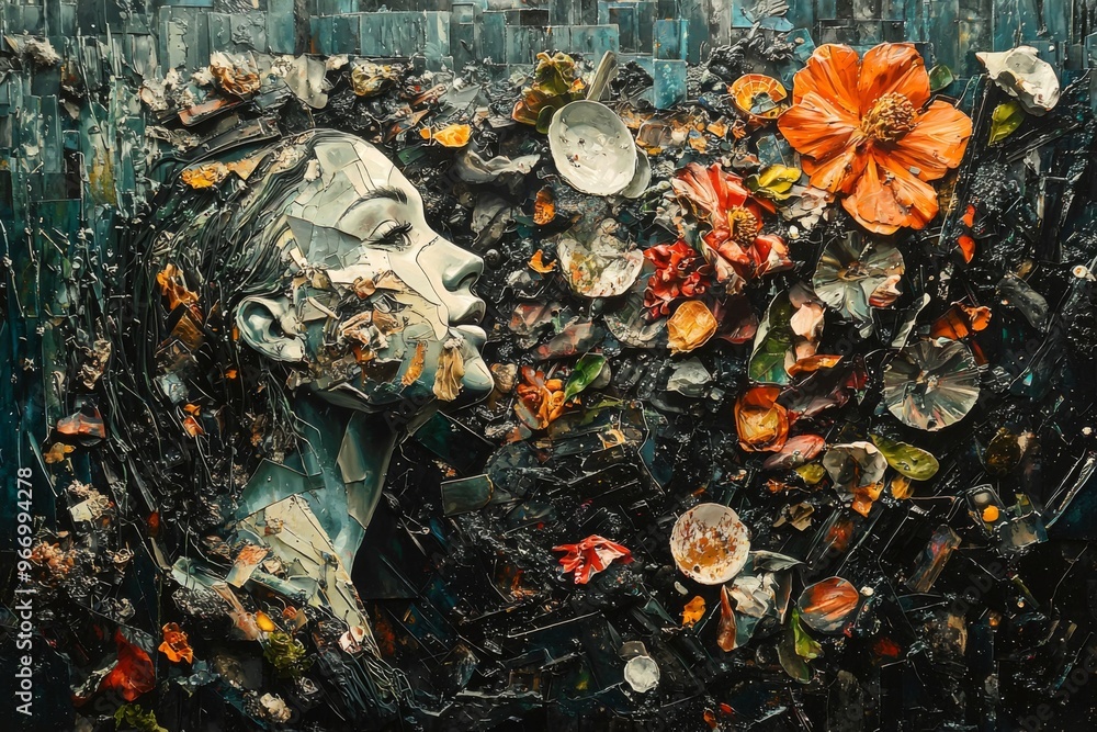 Waste landfill illustration created with Generative AI Waste landfill illustration created with Generative AI