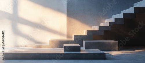 Stair Display for Products Conceptual Cube Stand Background 3D Visualization photo