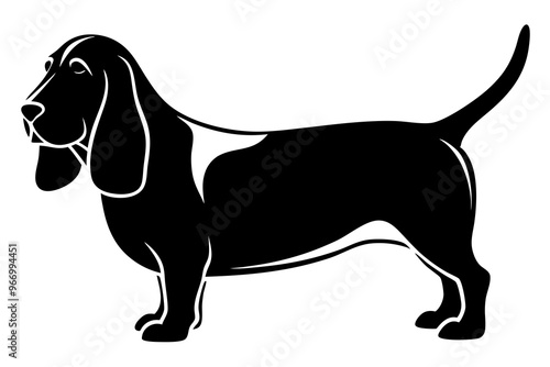 Basset Hound silhouette vector illustration