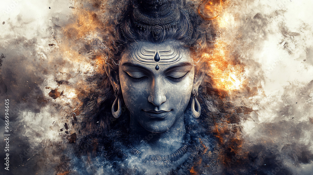 Maha Shivratri festival celebration hindu lord god shiva in Magical lights background Maha Shivratri festival celebration hindu lord god shiva in Magical lights background
