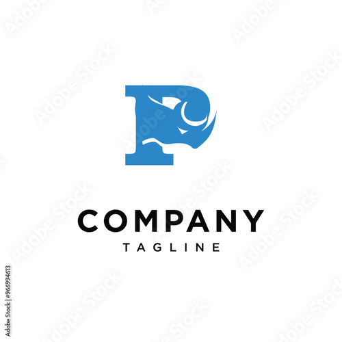 Letter P Rhino logo icon vector