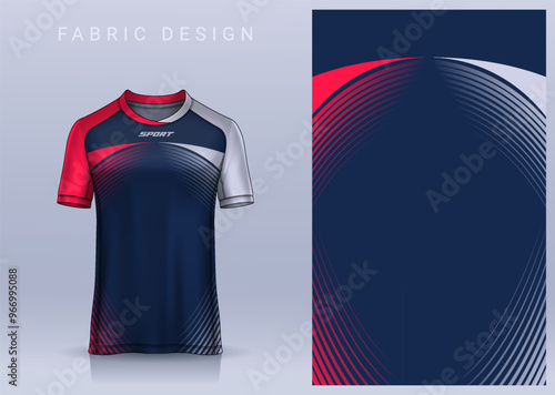 Fabric textile design for Sport t-shirt, Soccer jersey mockup for football club. uniform front view.	
