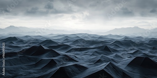 Empty terrain featuring a creative geometric structure background rendered in 3D Digital artwork photo