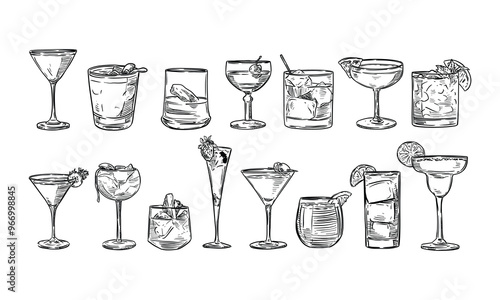 cocktails handdrawn collection