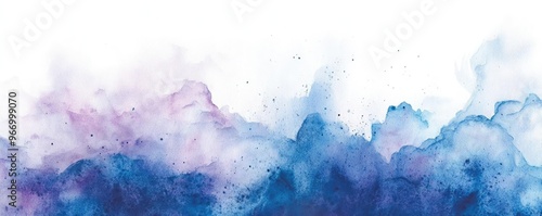 Abstract watercolor background featuring beautiful shades of blue and purple blending harmoniously on a white canvas.