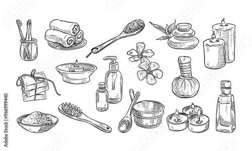 spa equipment handdrawn collection
