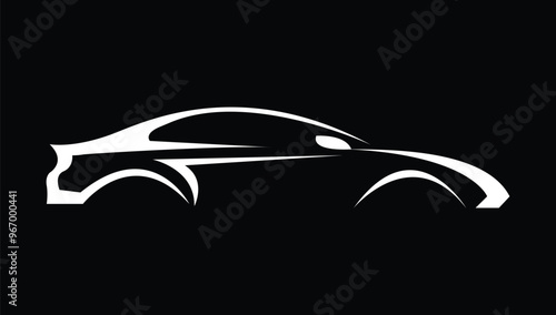 Car logo silhouette minimalist. Autocar logo concept on black background