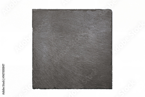 Top View of a Black Square Slate Board on White Background with Copy Space