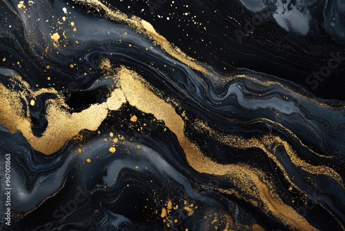 Wallpaper Mural Black and gold marble texture abstract marbled distorted background design Torontodigital.ca
