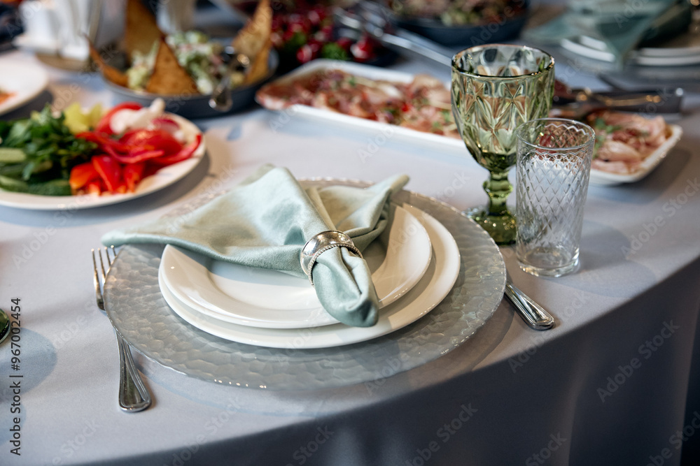 table set for a wedding reception table set for a wedding reception
