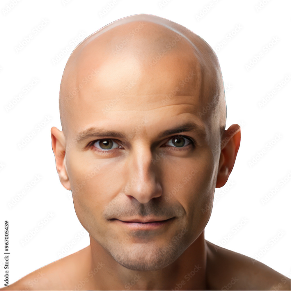 Fototapeta premium Male Shaved Head Cancer Patient portrait isolated on transparent background