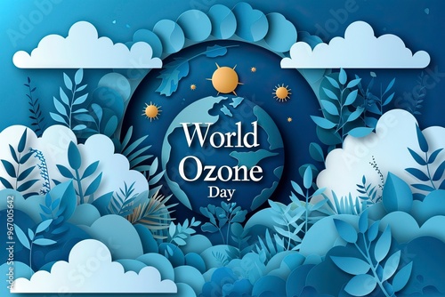 Ozone day posterdesign with paper cut photo