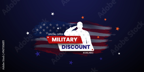 Military discount background, Military Discounts with US flag, military sale banner, vector illustration