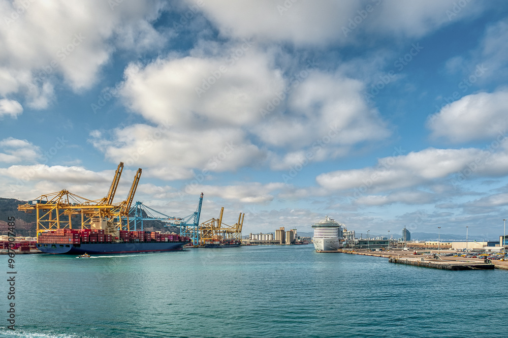Entrance to the port of Barcelona, Spain