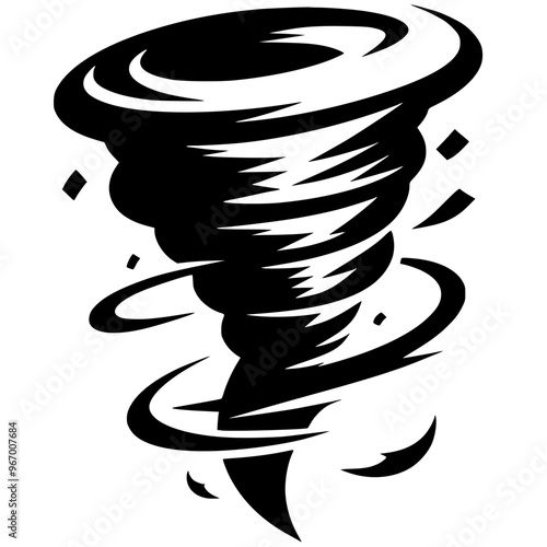 Silhouette of a violent tornado