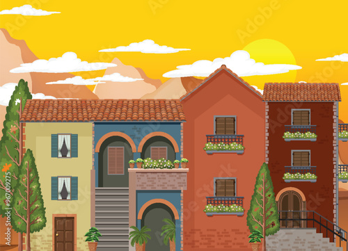 Colorful Mediterranean Building Facades
