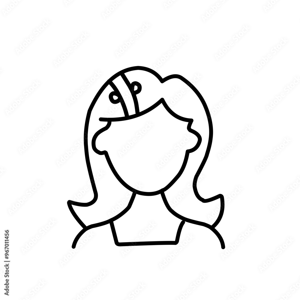 Woman wig line outline icon Woman wig line outline icon