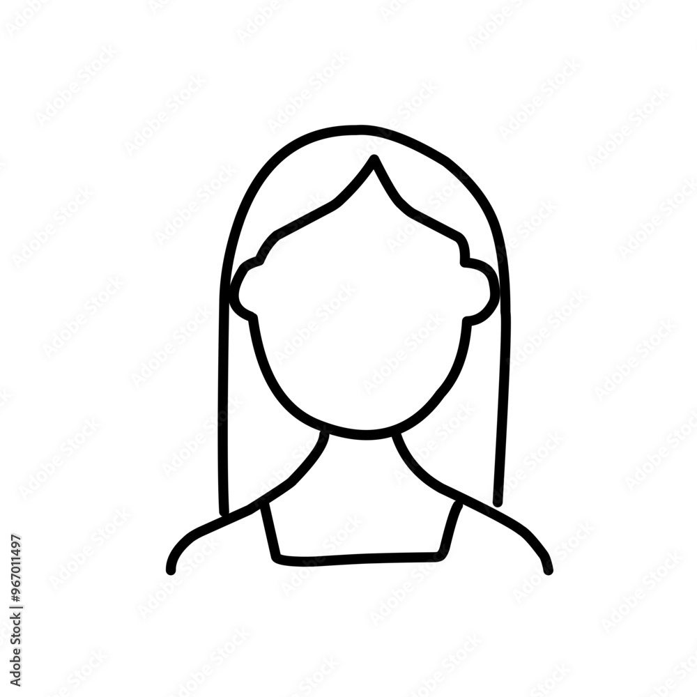 Woman wig line outline icon Woman wig line outline icon