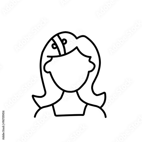 Woman wig line outline icon