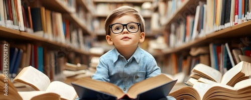 Young Studious Boy Surround...
