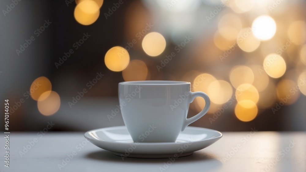 Minimalist Espresso Cup on Clean White Table with Copy Space. Minimalist Espresso Cup on Clean White Table with Copy Space.
