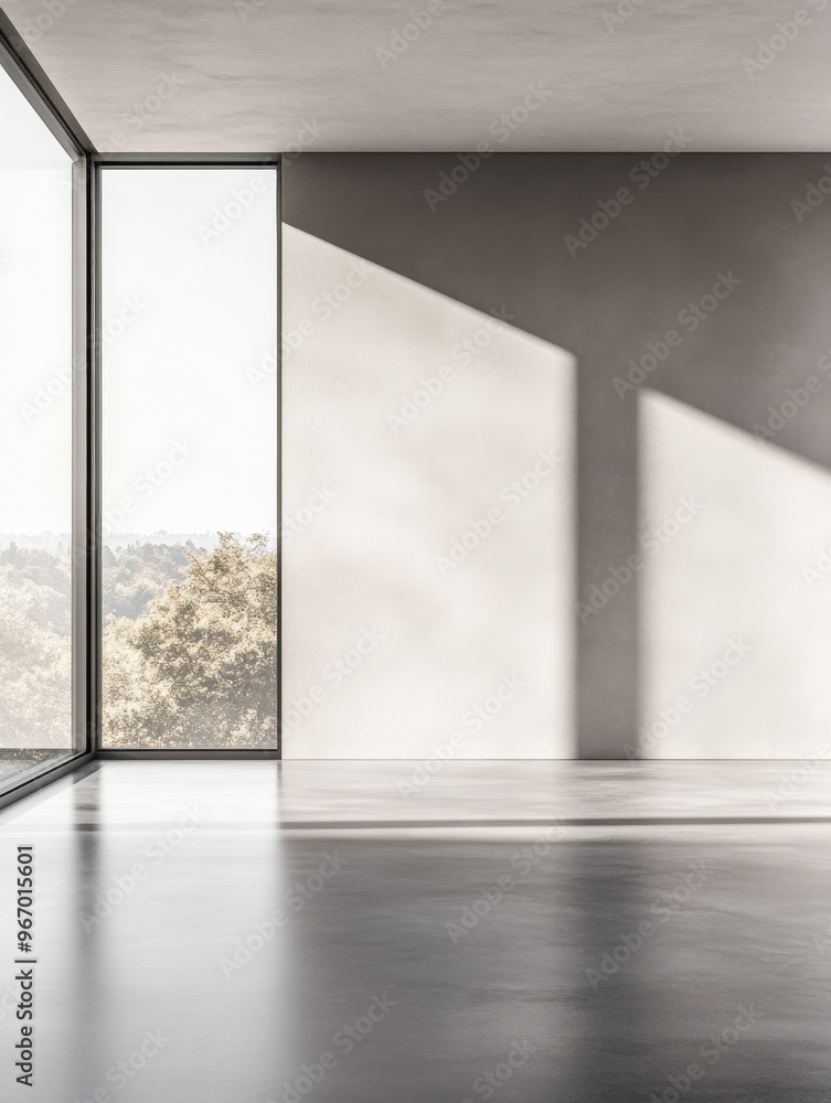 Modern minimalist room with large windows, natural day lighting in neutral colors. Contemporary interior with ample copyspace. Modern minimalist room with large windows, natural day lighting in neutral colors. Contemporary interior with ample copyspace.