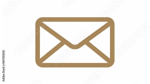 Mail envelope icon design outlined in gold or tan color. 