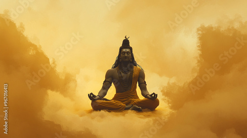 Maha Shivratri festival celebration hindu lord god shiva in Magical lights background photo