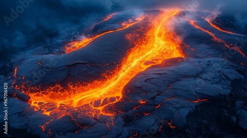 Volcanic eruption with lava...