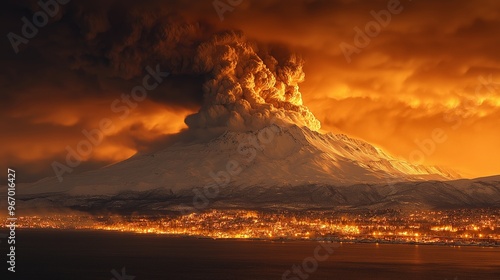 Volcanic eruption with lava...