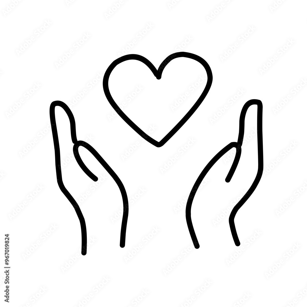 Heart in hand line icon Heart in hand line icon