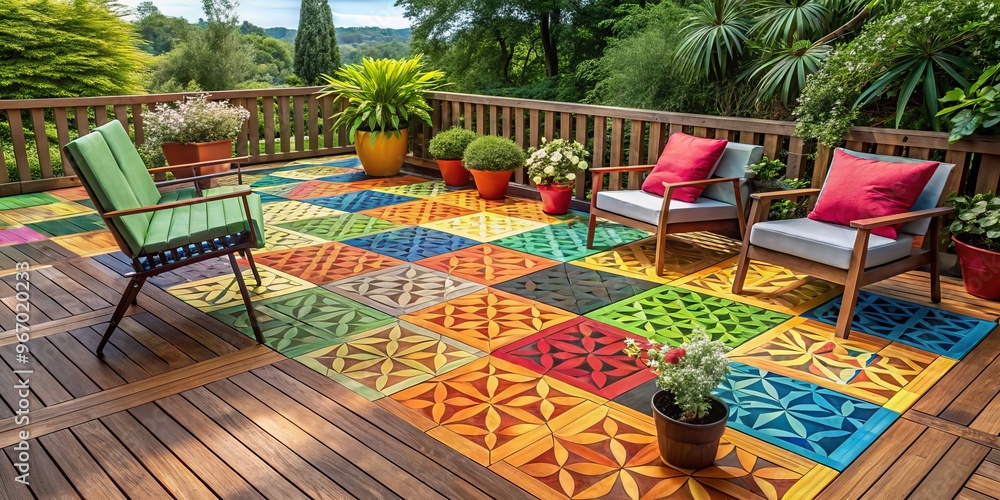 Obraz premium * Deck tiles infuse outdoor spaces with vibrant color, tactile texture, and stylish flair, elevating ambiance and