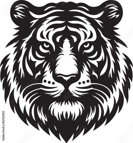 tiger head silhouette vector art