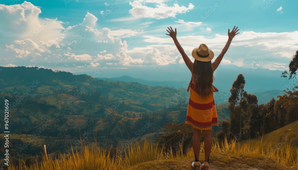 Embracing Freedom: A Woman Soaking in the Beauty of Nature Embracing Freedom: A Woman Soaking in the Beauty of Nature