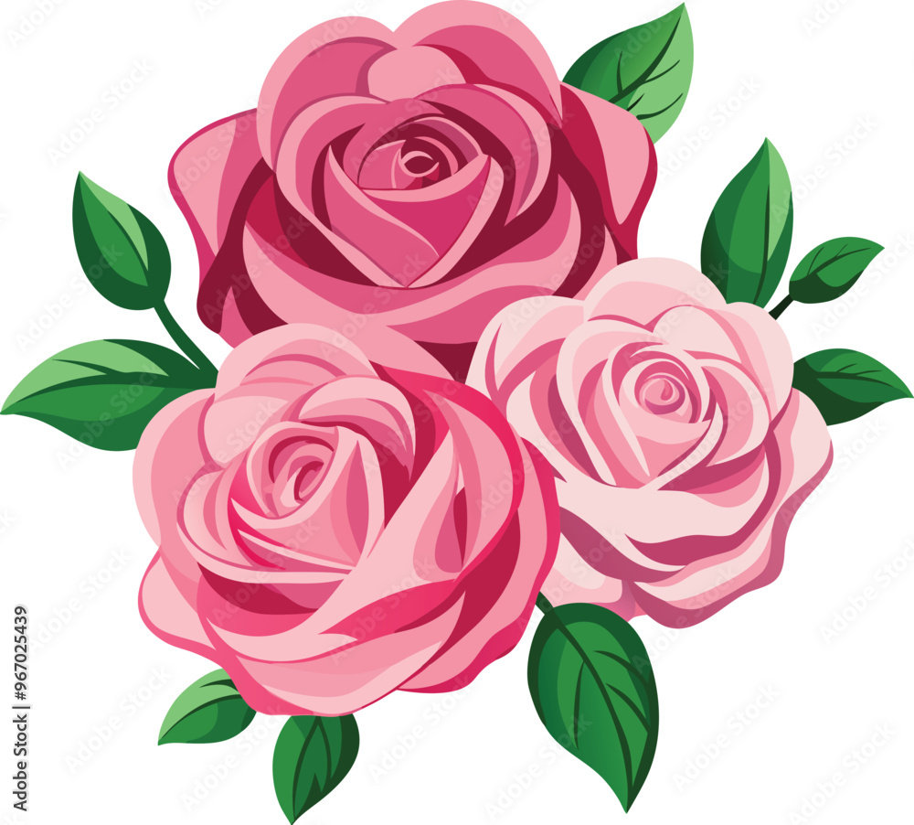 a drawing of roses with green leaves and pink leaves. a drawing of roses with green leaves and pink leaves.