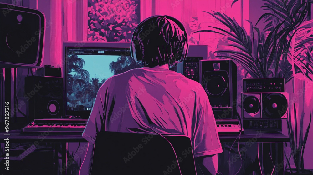 Lo-Fi music picture The background that goes well with the lo-fi music genre Generative AI
Lo-Fi music picture The background that goes well with the lo-fi music genre Generative AI