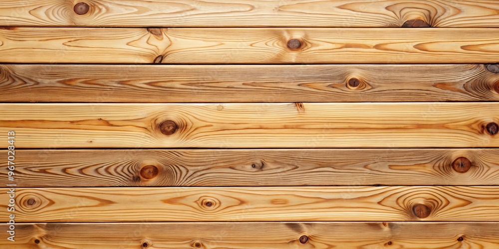 Naklejka premium Horizontal stacks of flat wooden planks showcase the unique characteristics of natural wood, including visible knots