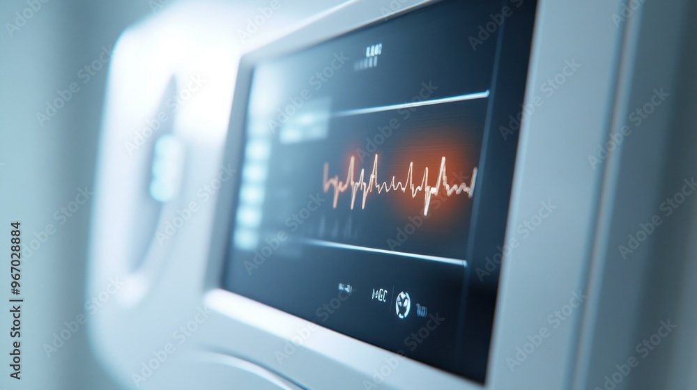 A Close-Up of a Medical Monitor Displaying a Heartbeat Pattern A Close-Up of a Medical Monitor Displaying a Heartbeat Pattern