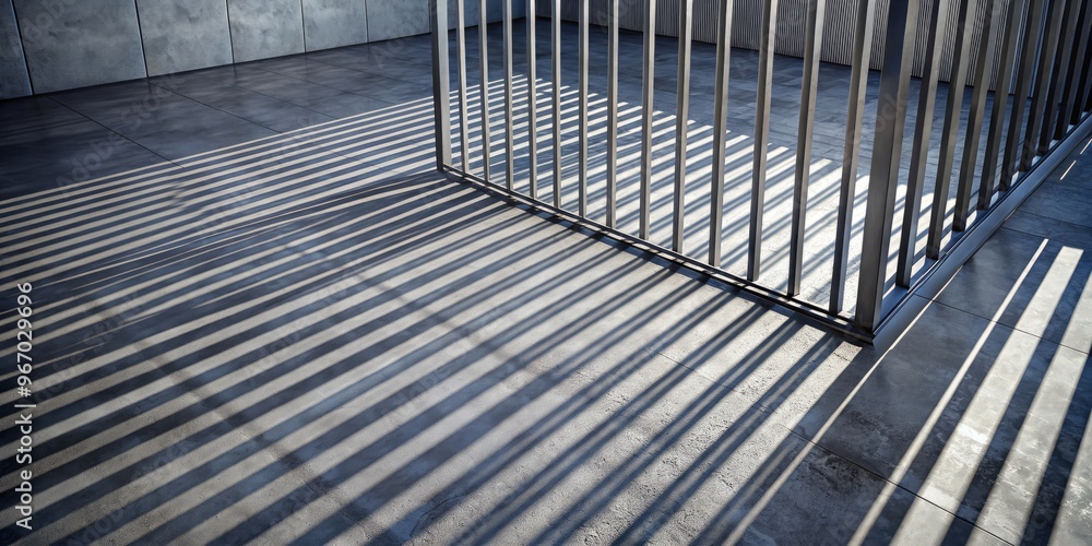 In the center of the room, a metal cage casts long, ominous shadows on the concrete floor, its In the center of the room, a metal cage casts long, ominous shadows on the concrete floor, its