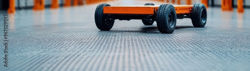 an orange skateboard on a textured surface, capturing modern design and vibrant colors in urban settings. photo