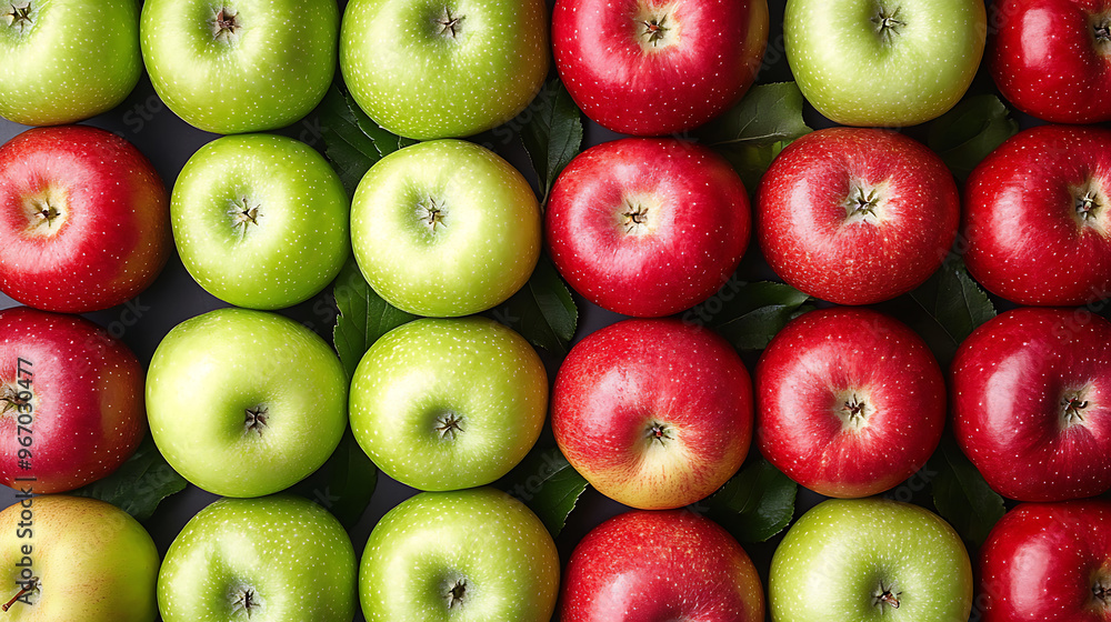 Top view Fresh ripe red and green apples as background Top view Fresh ripe red and green apples as background