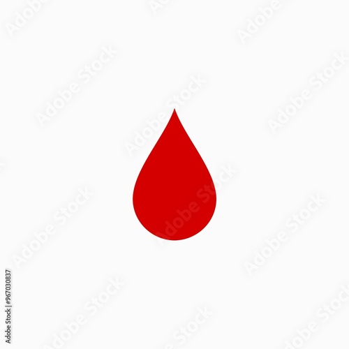 Red blood drop icon isolated on white background.