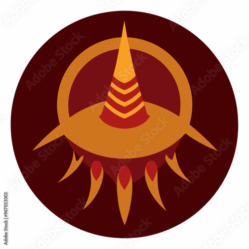 A round tile with a magical hat and claw summer
