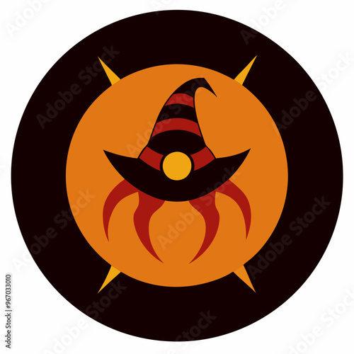 A round tile with a magical hat and claw summer